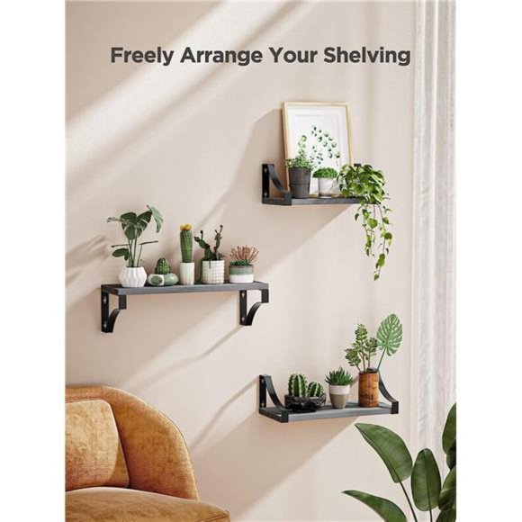 Floating Shelves Set of 3 with Heavy Duty Metal Frame, Hold up to 55lbs, Rustic - Picture 5 of 5